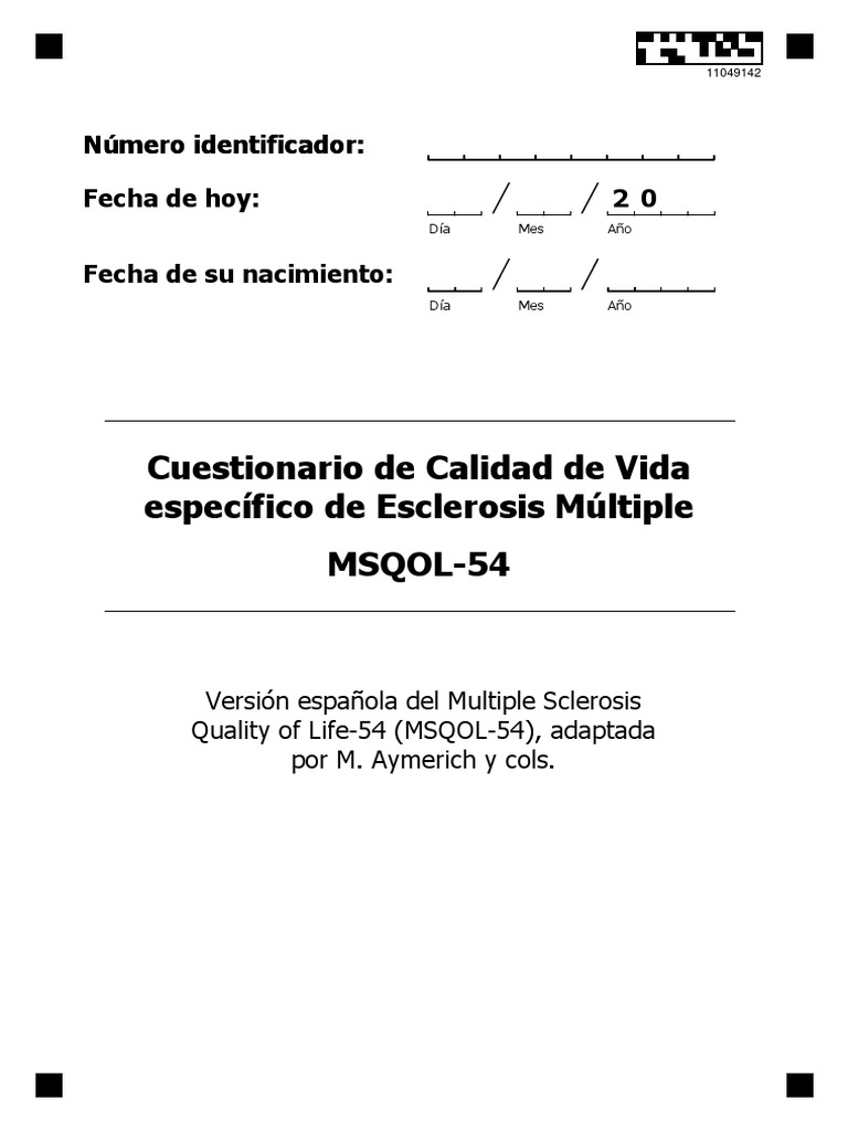 Cuestionario de Calidad de Vida Específico de Esclerosis Múltiple MSQOL ...