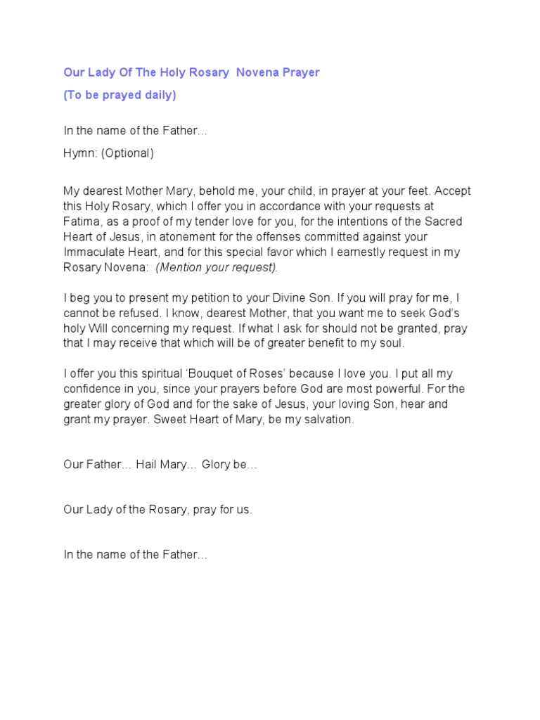 Novena - Our Lady of The Holy Rosary | PDF