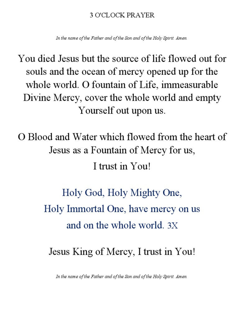 3 O'Clock Prayer PDF