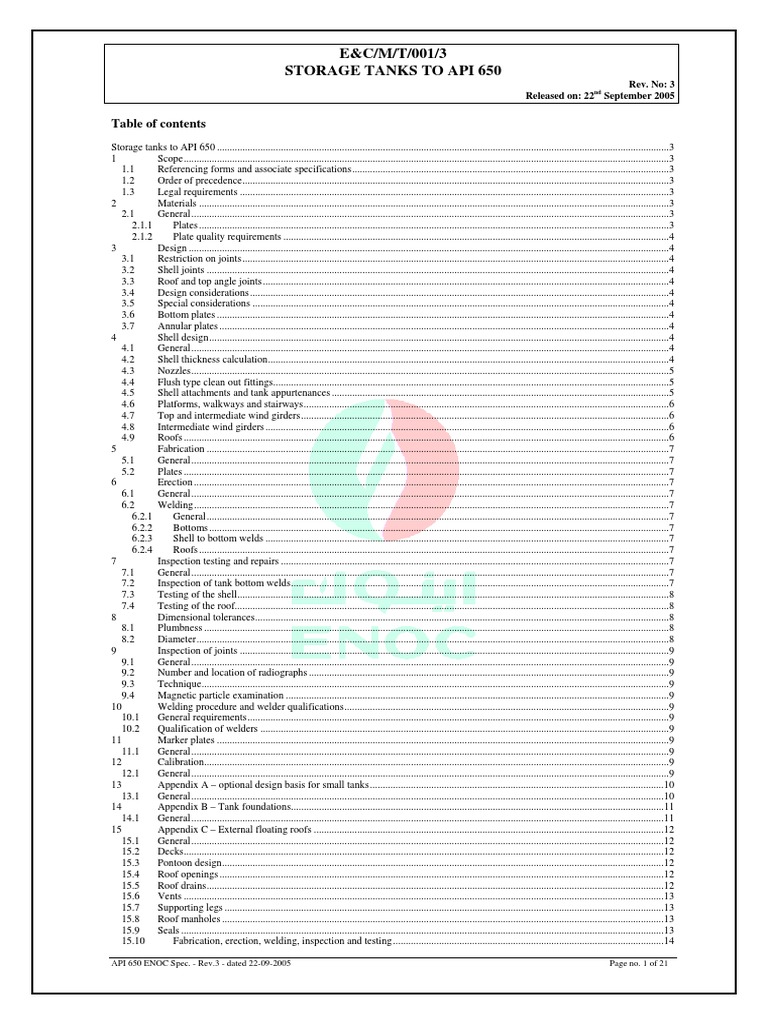 API 650 Storage Tank Guidelines | PDF | Stairs | Pipe (Fluid Conveyance)