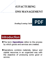 Manufacturing Operations Management: Reading/Leaning Guide