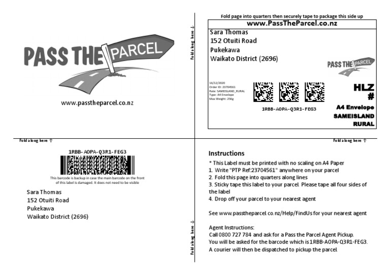 PassTheParcel Label 23704561 | PDF | Postal System | Publishing