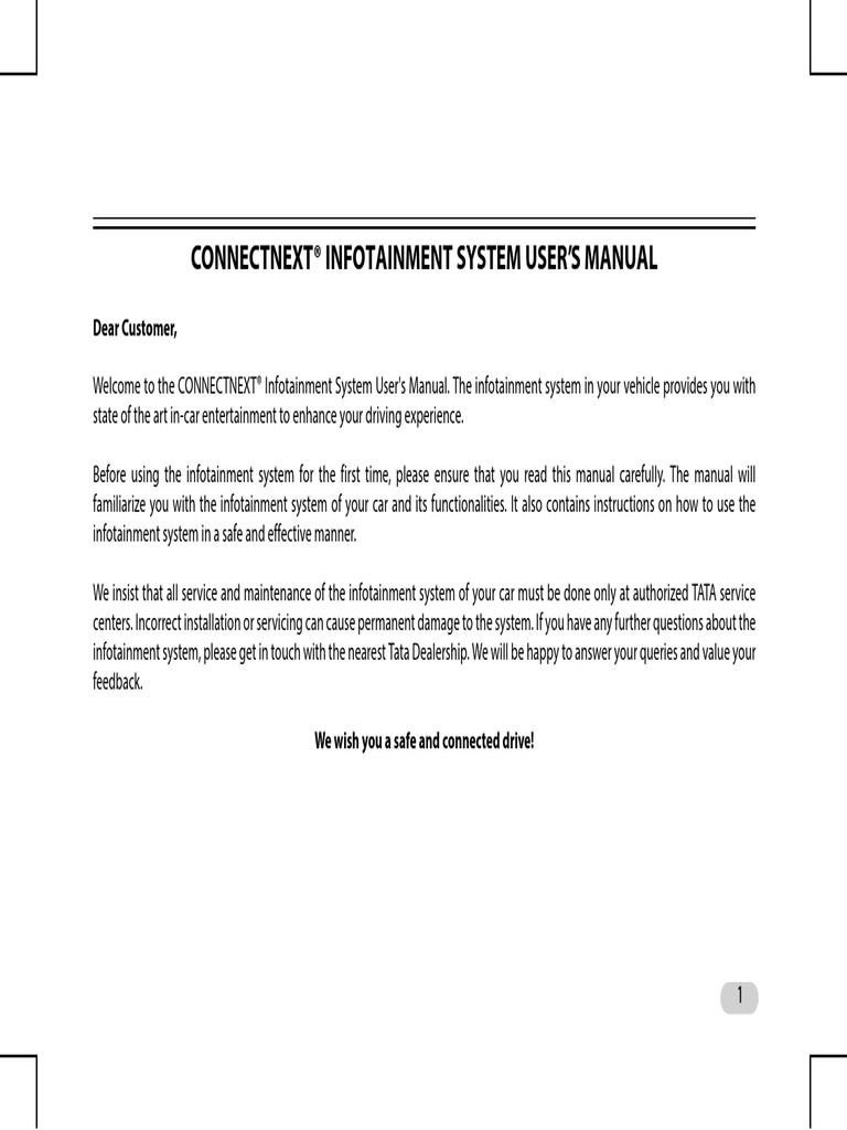 Connectnext® Infotainment System User'S Manual: Dear Customer | PDF ...