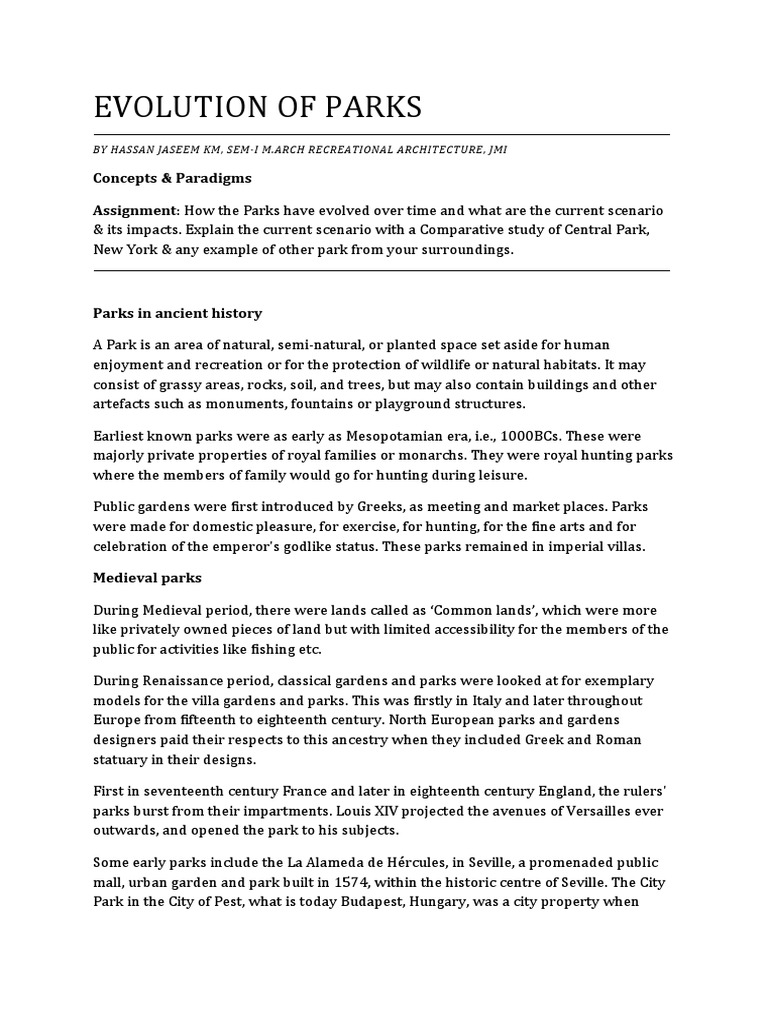 Evolution of Parks | PDF | Parks | Land Management