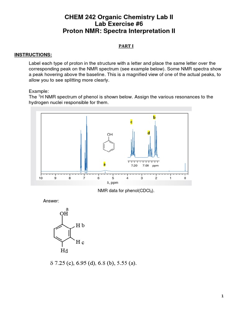 Lab #6 Proton NMR Analysis | PDF | Nuclear Magnetic Resonance | Proton ...