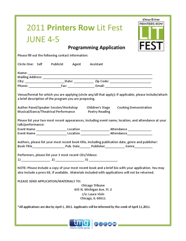 2011 Programming Form | PDF
