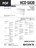 Sny HCD-SA30 Service Manual (P.N. - 987717703)