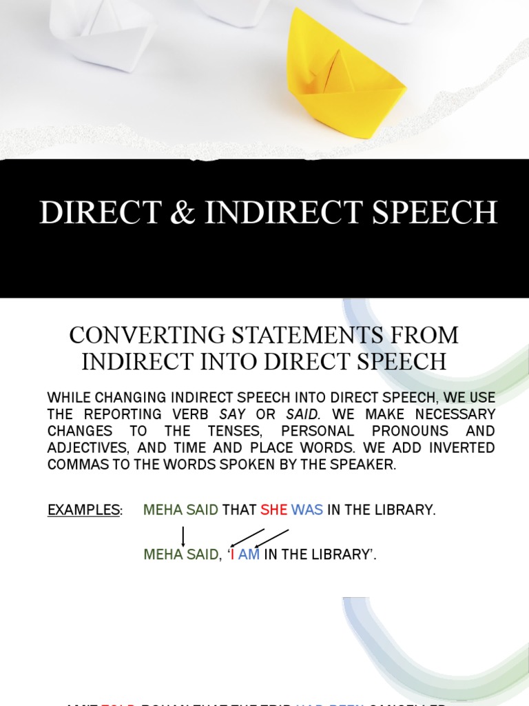 Direct and Indirect Speech Guide | PDF | Question | Linguistics