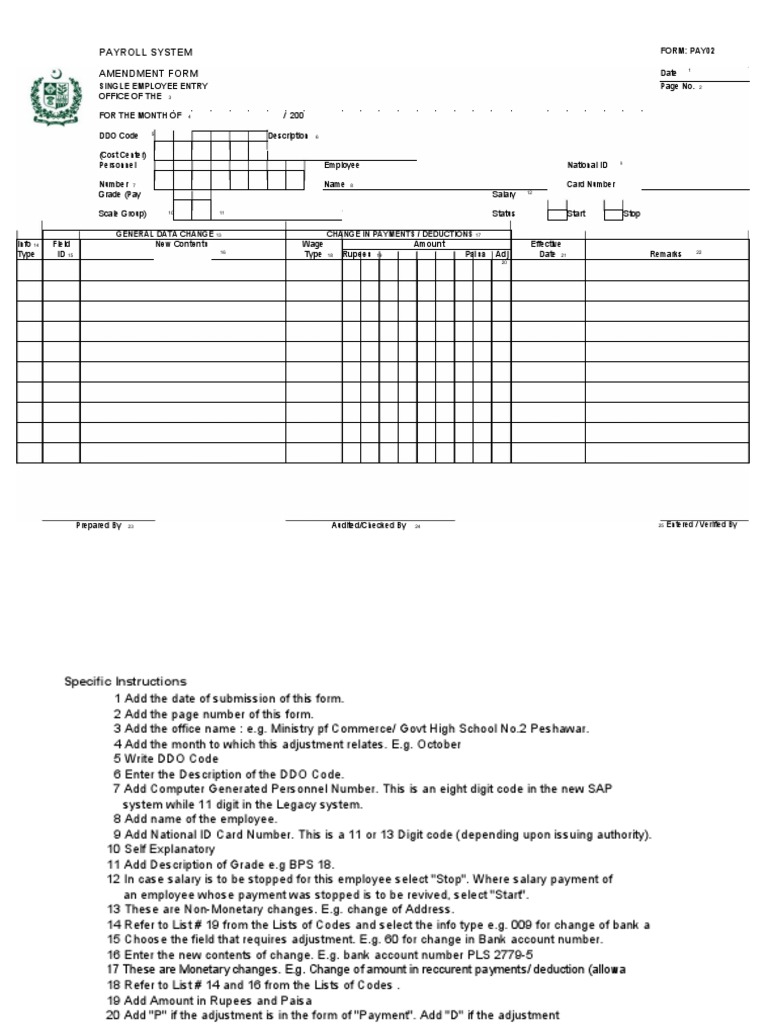 Payroll System Amendment Form | Download Free PDF | Payroll | Payments