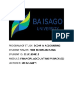 BCom Accounting Program of Study and Financial Accounting IV Module