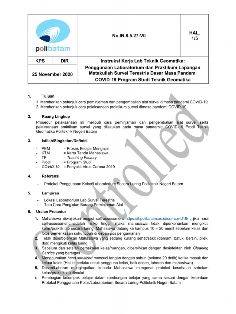 Contoh Instruksi Kerja Lab | PDF