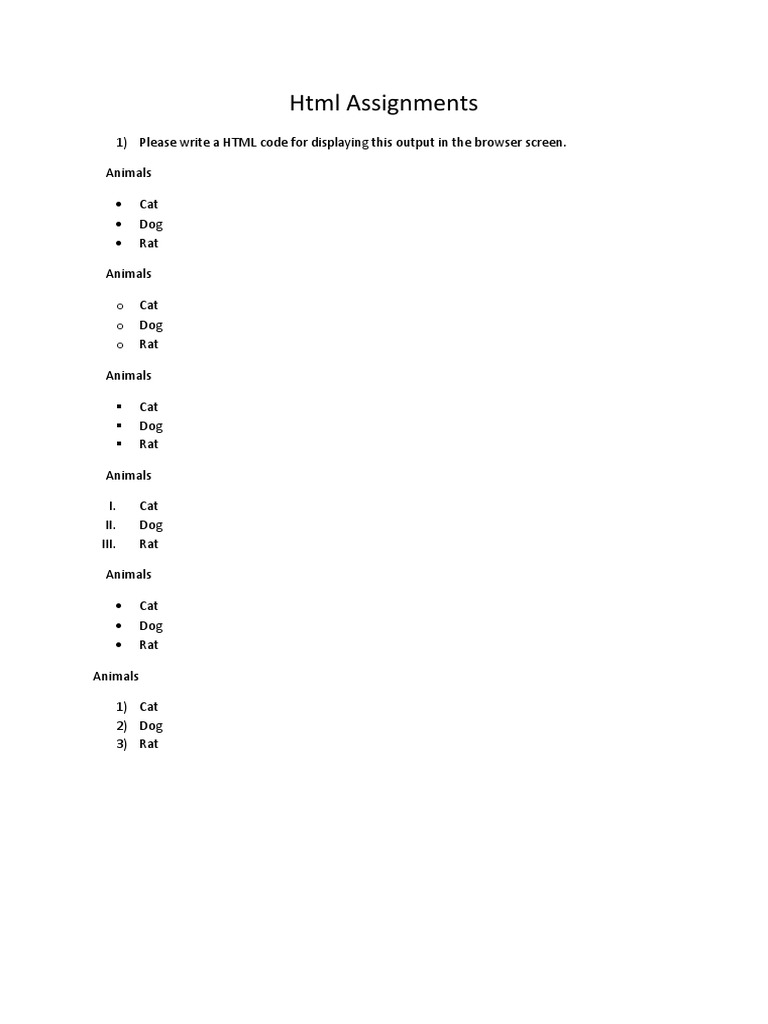 HTML Assignments | PDF
