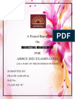 A Project Report On Marketing Management FOR Aissce 2021 Examination