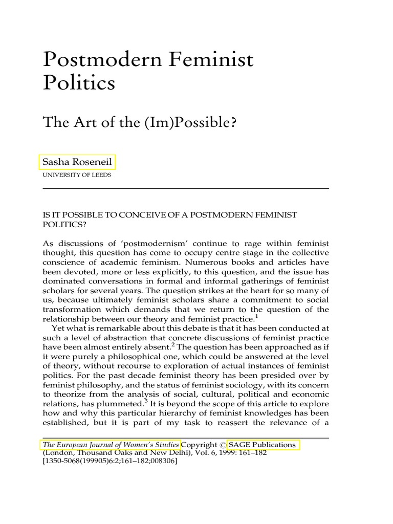 Postmodern Feminist Philosophy PDF Feminism Gender Studies
