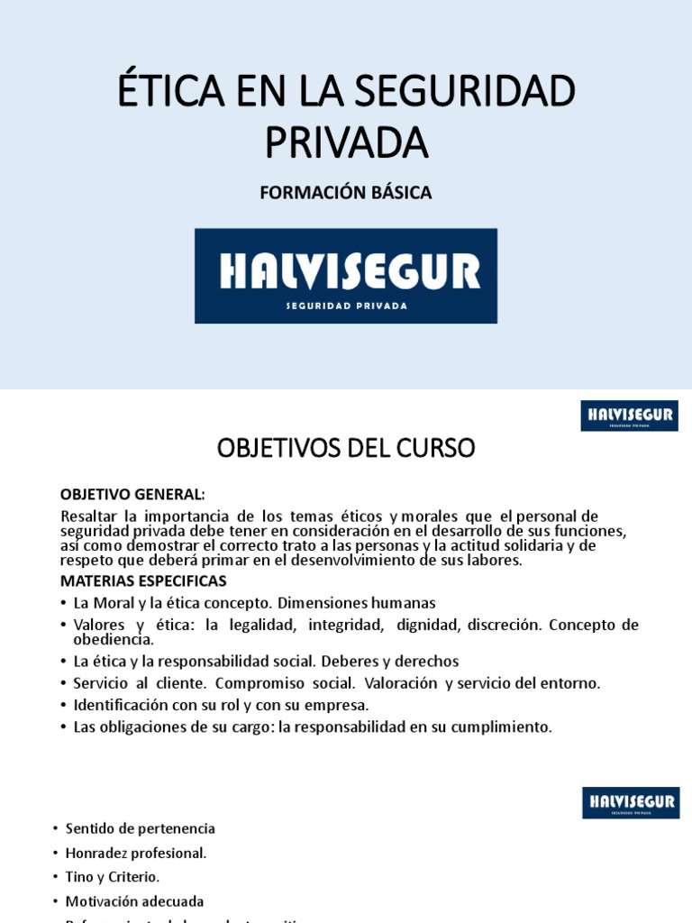 Ética y Valores en Seguridad Privada | PDF | Responsabilidad social ...