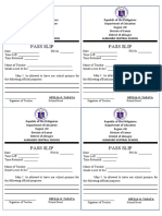 Pass Slip Pass Slip: Almagro Central School Almagro Central School