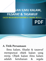 Hubungan Ilmu Kalam, Filsafat & Tasawuf