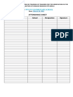 Attendance Sheet: Name of Teachers School Designation Signature