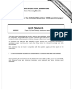 0625 PHYSICS: MARK SCHEME For The October/November 2008 Question Paper