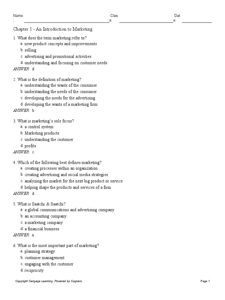 Chapter 1 An Introduction To Marketing | PDF | Sales | Marketing