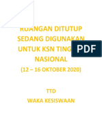 Ruangan Ditutup Sedang Digunakan Untuk KSN Tingkat Nasional