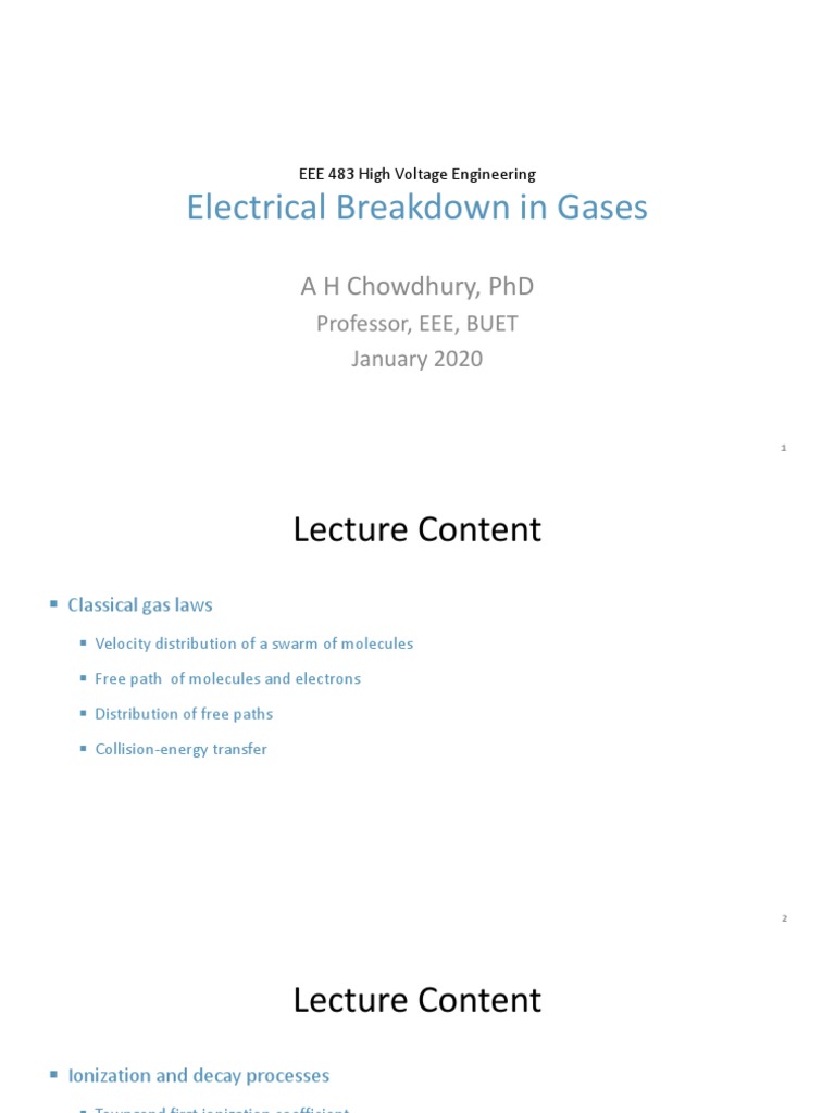 5 - Electrical Breakdown in Gases | PDF | Ionization | Gases