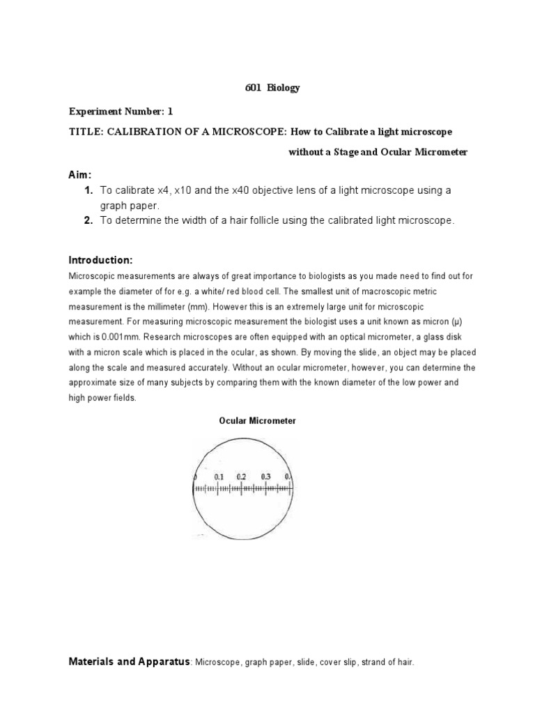 Microscope Calibration Using Graph Paper | PDF | Micrometre | Human Eye