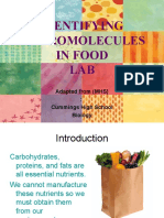 Identifying Macromolecules in Food LAB: Adapted From (MHS) : Cummings High School Biology