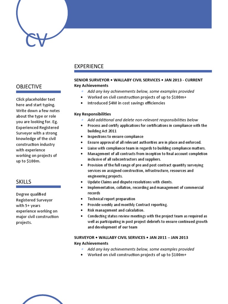 Professional Land Surveyor CV Template | PDF | Business