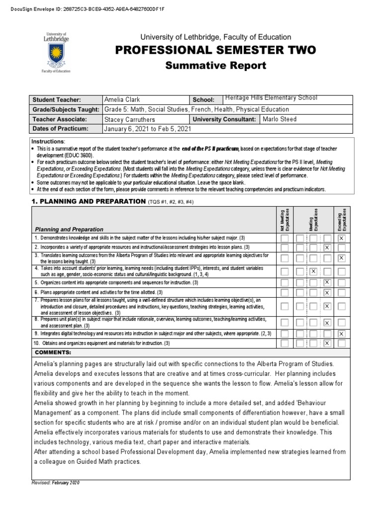 Student Teacher Performance Report | PDF | Educational Assessment ...