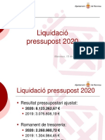 Liquidació Pressupost 2020 Manresa
