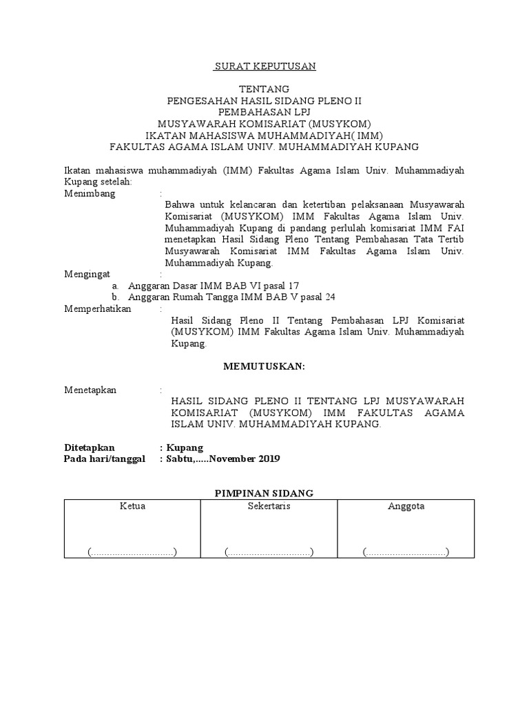 Surat Keputusan Pleno 2 | PDF