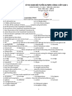 Kì Thi Chọn Đội Tuyển Olympic Vòng 3 Cấp Cụm 1: I. Choose the correct answer to full in each blank. (40pts)