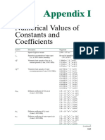 Numerical Values of Constants and Coefficients: Appendix I