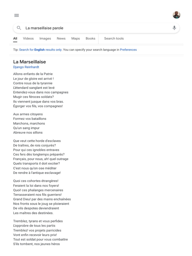 Chanson La Marseillaise Avec Les Paroles La Marseillaise Parole - Lyrics | PDF | La Marseillaise | Claude Joseph  Rouget de Lisle