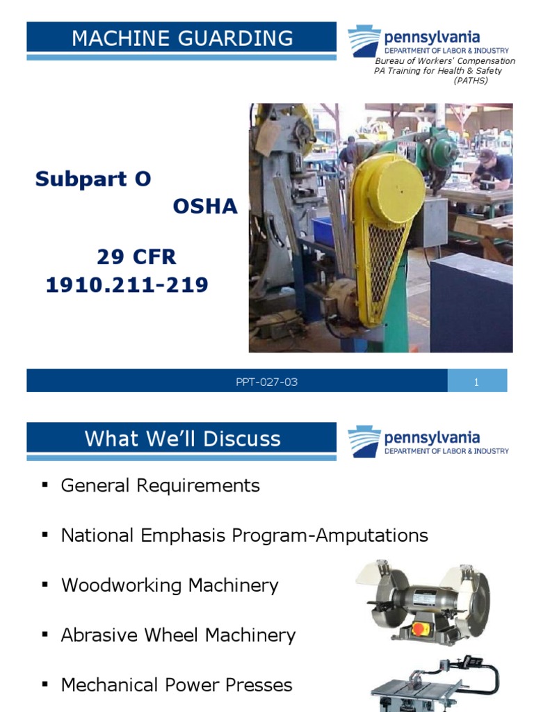 Machine Guarding Subpart O Osha 29 CFR 1910.211219 PDF Belt