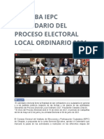 Aprueba Iepc Calendario Del Proceso Electoral Local Ordinario 2021