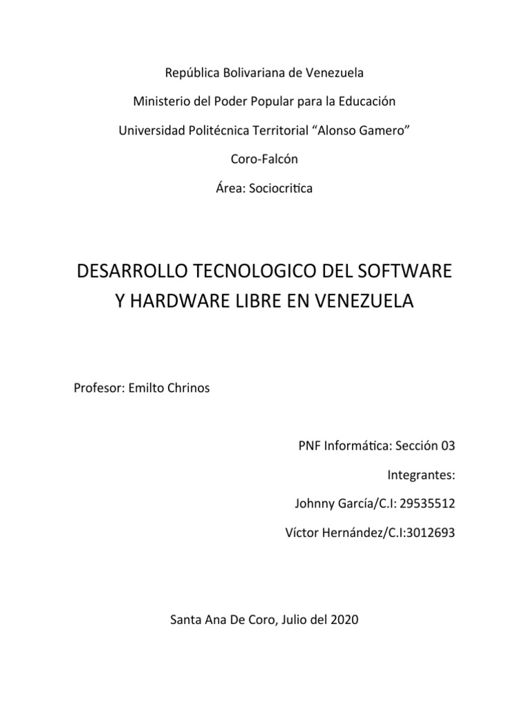 Software y Hardware Libre PDF Software libre Hardware de la