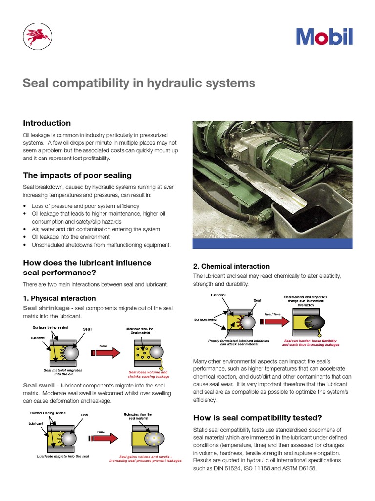 Seal Compatibility Hydraulic System PDF Lubricant Exxon Mobil