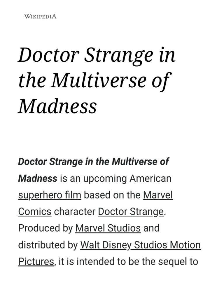 Doctor Strange in The Multiverse of Madness - Wikipedia