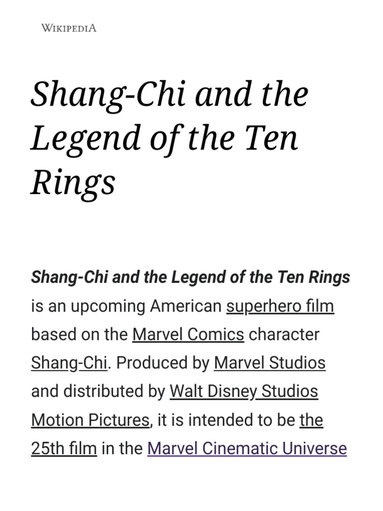 Shang-Chi and the Legend of the Ten Rings - Wikipedia