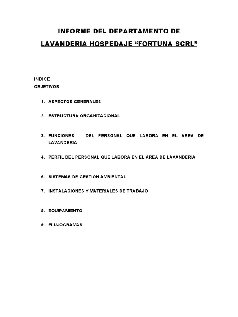 Lavanderia Hotel Fortuna SCRL PUERTO MALDONADO | PDF | Gestión de la ...