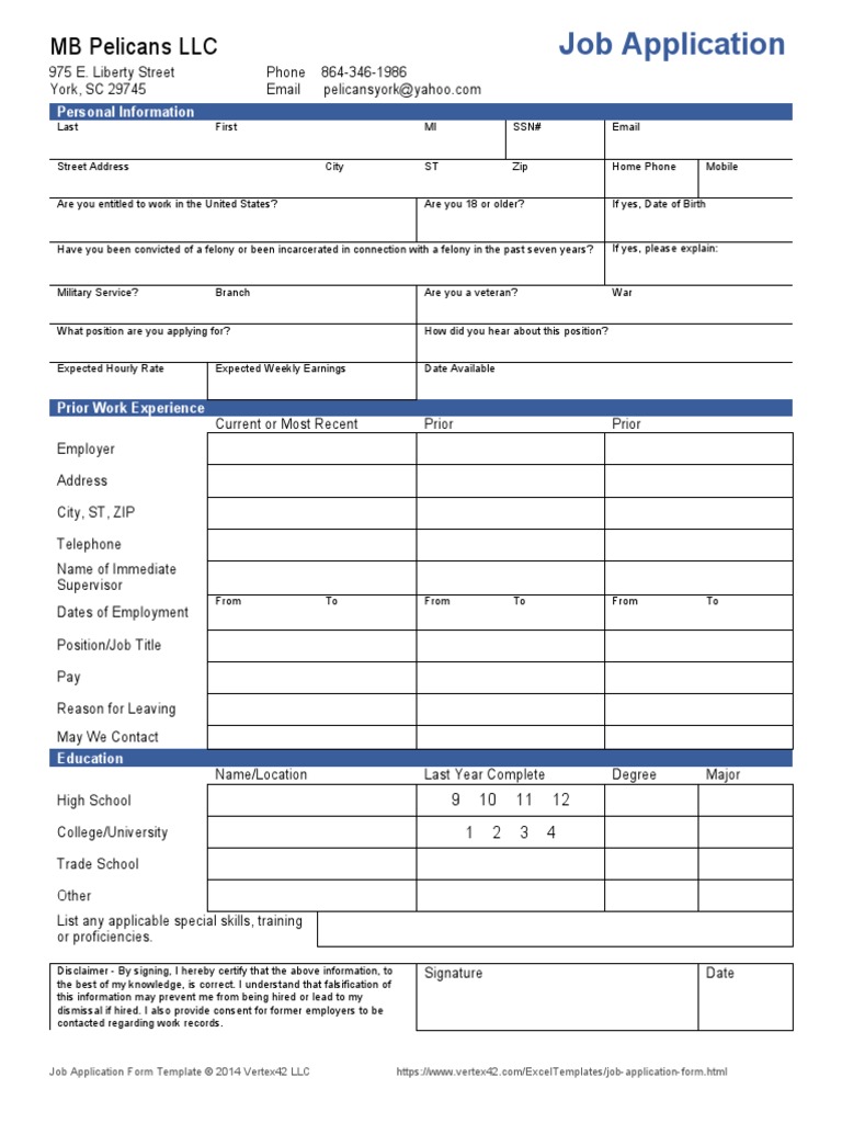 York Job Application Form 1 | PDF | Business | Holiday Or Vacation
