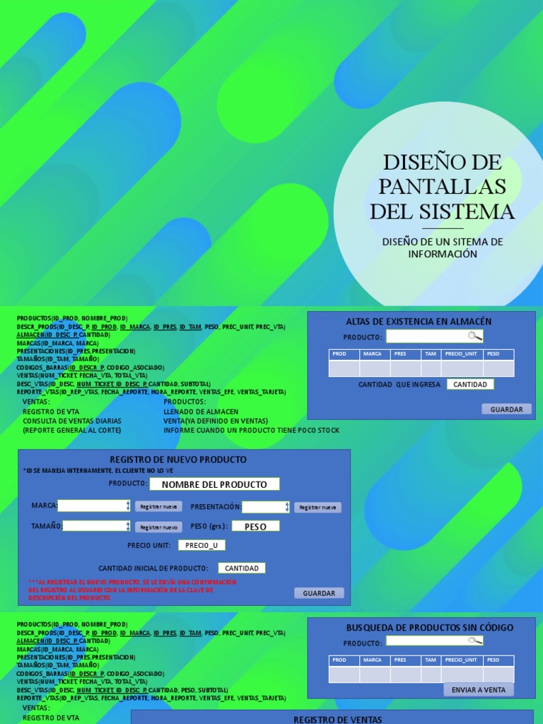 Diseño de Pantallas Del Sistema PDF Tecnologías de la información