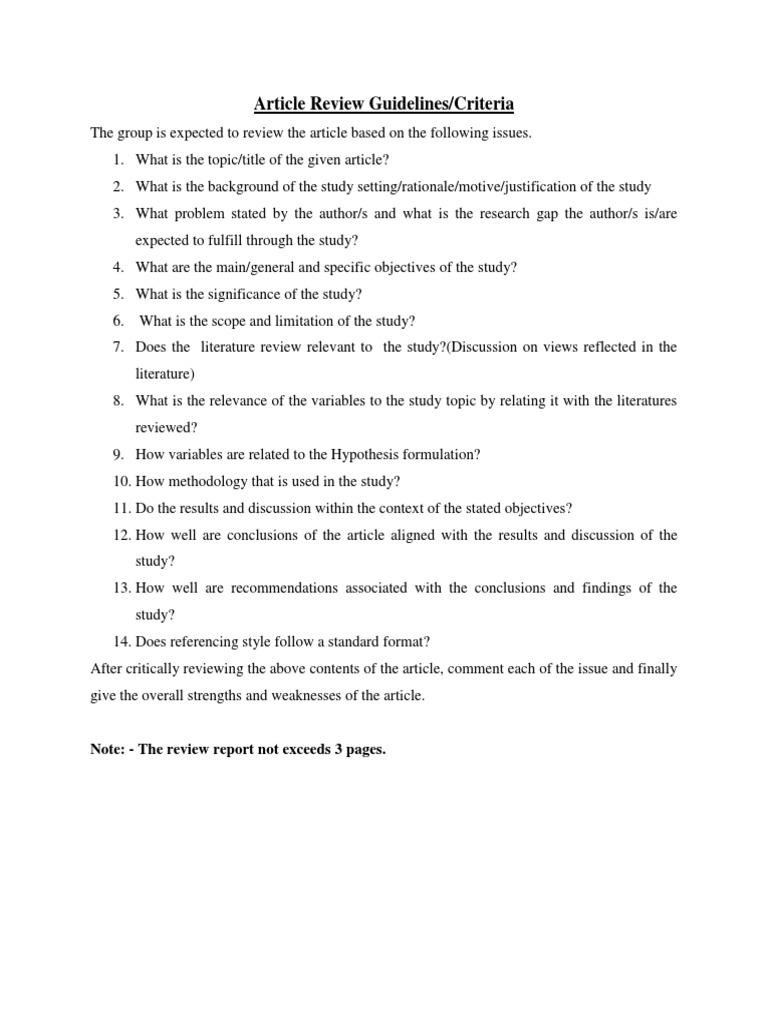Article Review Guidelines | PDF | Career & Growth