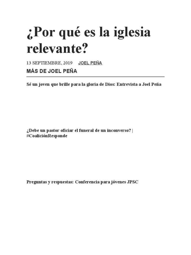 Por Qué Es La Iglesia Relevante | PDF | Cristo (título) | Pablo el apóstol