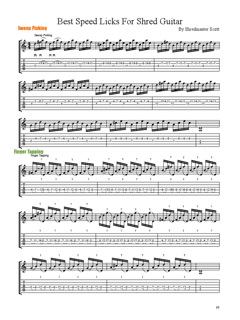 Speed Licks for Shred Guitar | PDF | Musical Techniques | Music Theory