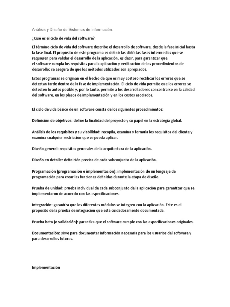 Ciclo de Vida del Software: Fases Clave | PDF | Informática | Tecnología