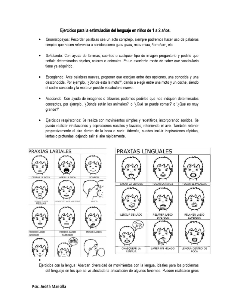 Ejercicios para La Estimulación Del Lenguaje en Niños de 1 A 2 Años ...