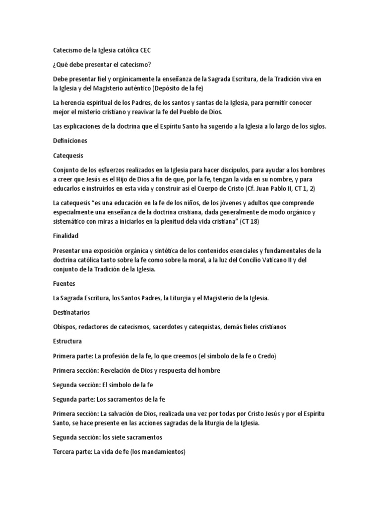 Catecismo de la Iglesia Católica CEC | PDF